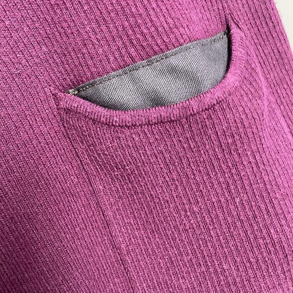 AGB Plum Ribbed Mini Dress Tunic Size Large Pockets Long Sleeve Casual Layering - Picture 3 of 4